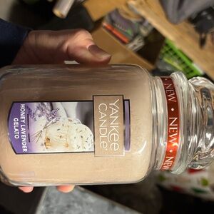Yankee Candle 22oz Honey Lavender Gelato flavored candle.